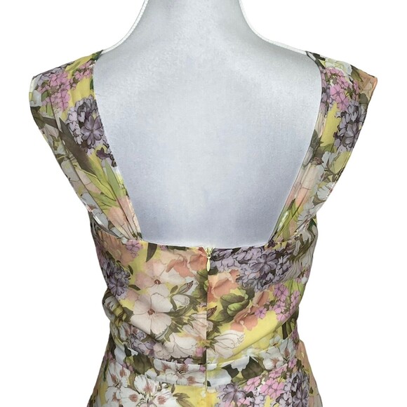 Yumi Kim Ariana Floral Dress Women’s Size Small Yellow Midi Ruched Lined - Picture 13 of 13